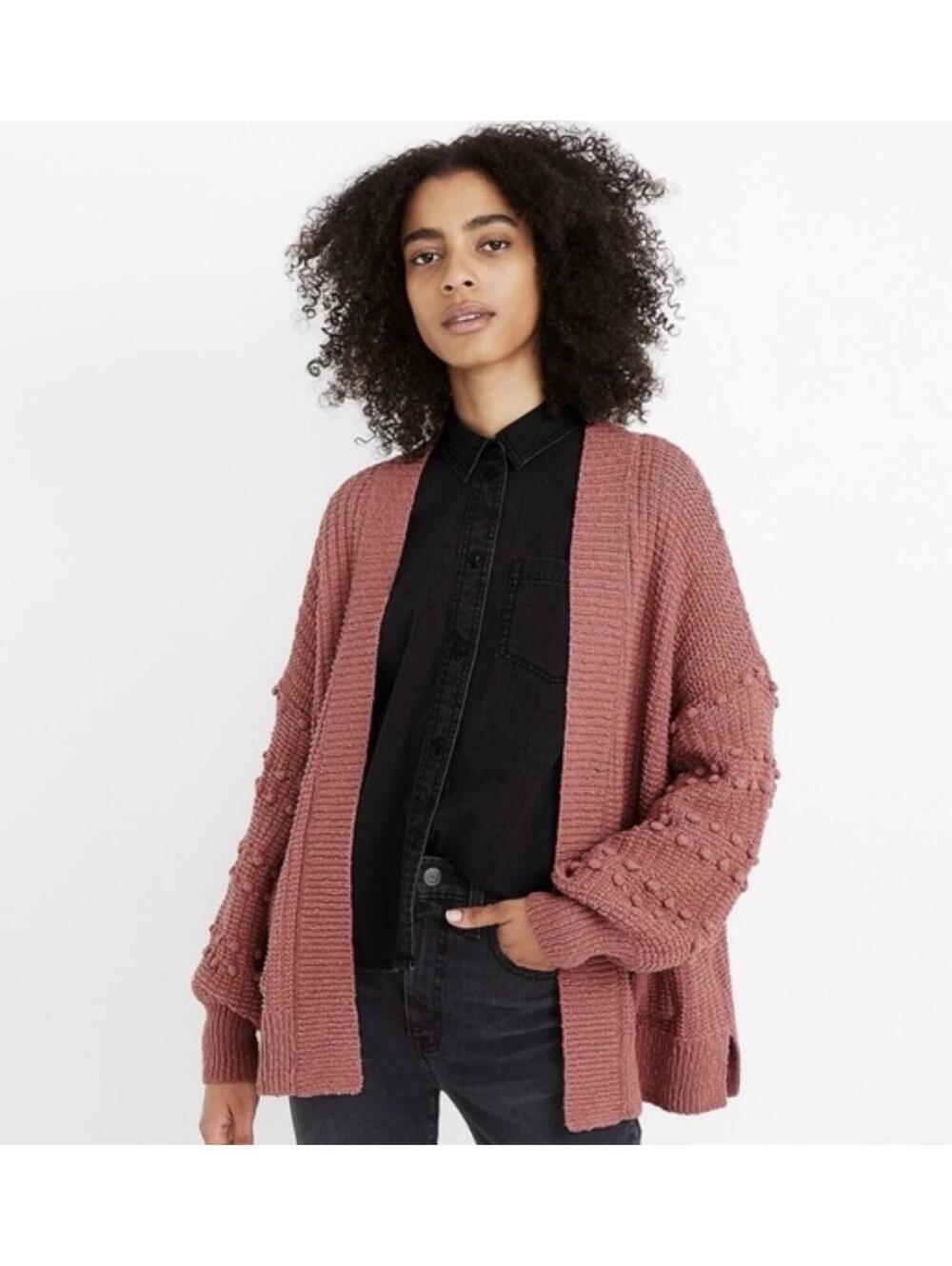 Madewell "Bobble" Palms Ballon Sleeve Knit Cardigan - Women Medium